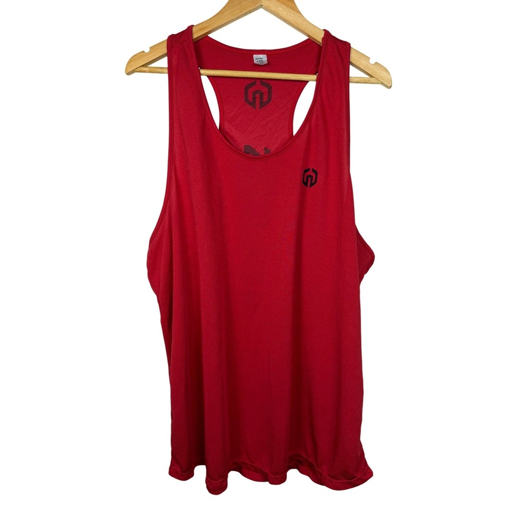 Neleus Tank Top Mens 2XL Red Racerback Mesh Graphic Athletic Gym Training Shirt